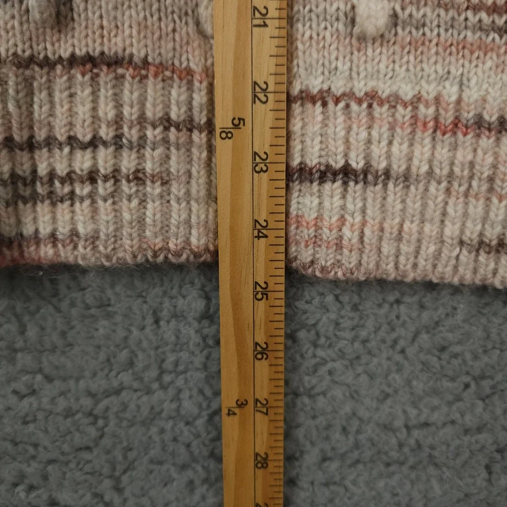 Ann Taylor LOFT Sweater‎ Womens Small Beige Bobble Striped Mock Neck Wool Blend